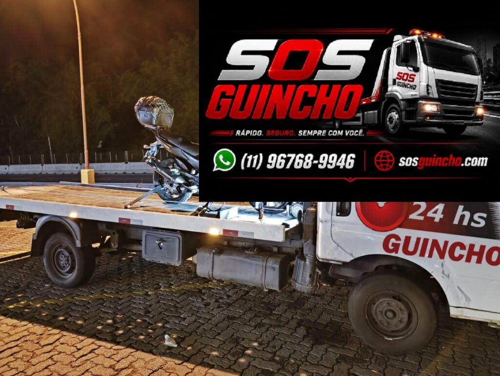 SOS Guincho atende carros, motos e utilitários com segurança, rapidez e profissionais preparados para qualquer emergência.